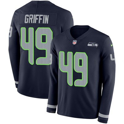 Nike Seattle Seahawks #49 Shaquem Griffin Steel Blue Team Color Men's Stitched NFL Limited Therma Long Sleeve Jersey Men's